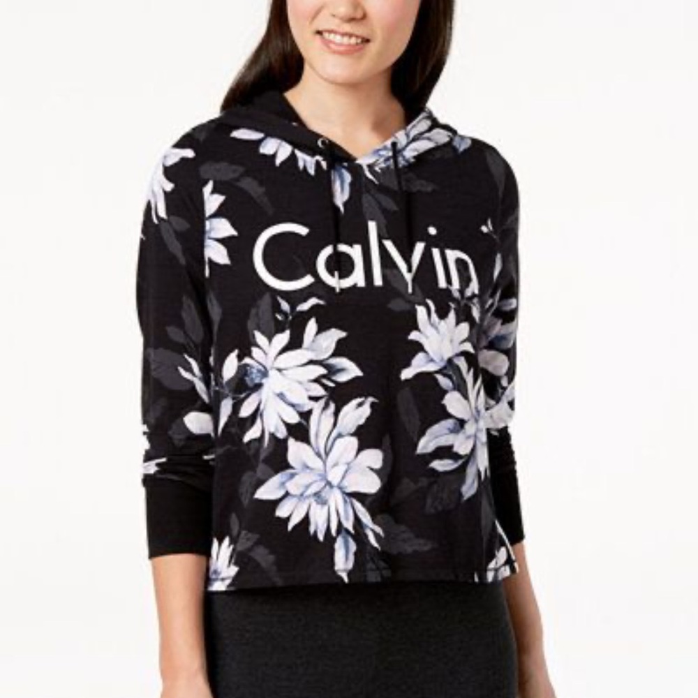Calvin Klein Black and White Floral Hoodie